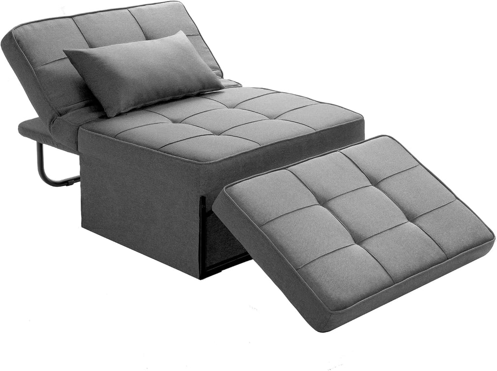 Sofa Bed, 4 in 1 Multi-Function Folding Ottoman Breathable Linen Couch Bed with Adjustable Backrest Modern Convertible Chair for Living Room Apartment Office