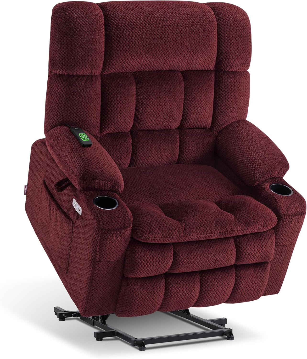 MCombo Dual Motor Power Lift Recliner Chair with Massage and Heat for Elderly People, Infinite Position, USB Ports, Cup Holders, Fabric 7890 (Medium, Yale Blue)