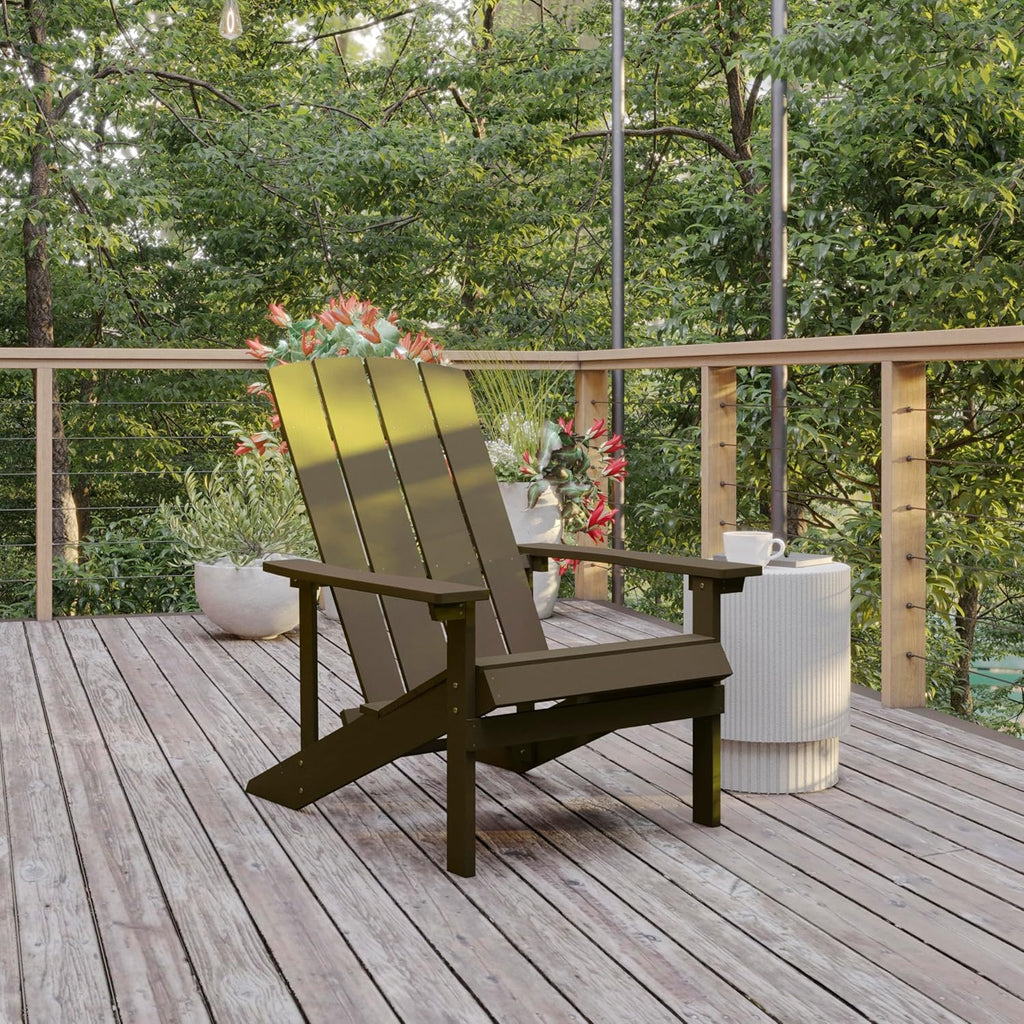 Flash Furniture Charlestown Commercial Grade Indoor/Outdoor Adirondack Chair, Weather Resistant Durable Poly Resin Deck and Patio Seating, Green