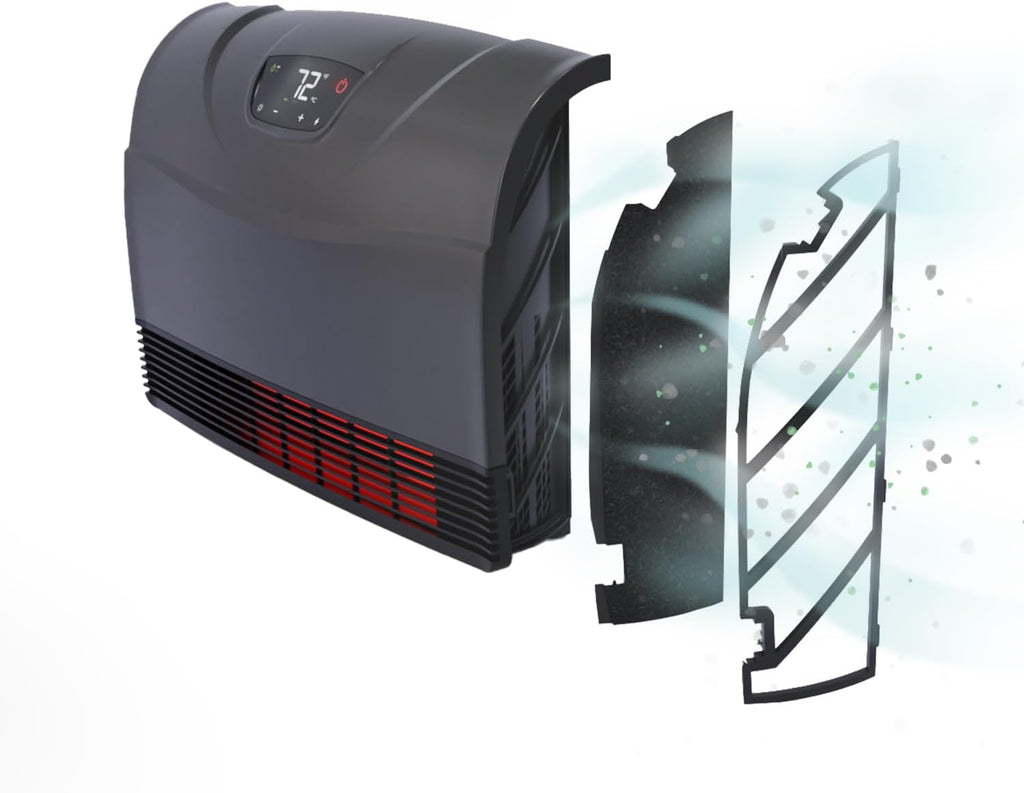 Heat Storm Phoenix HS-1500-PHX, Infrared Space Heater with Attachable Feet, Remote Control, Energy Efficient-750-1500 Watts, Gray Floor or Wall