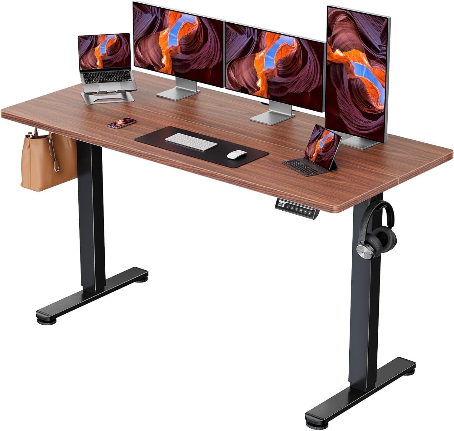 ErGear Height Adjustable Electric Standing Desk, 40 x 24 Inches Sit Stand up Desk, Memory Computer Home Office Desk (Light Vintage Brown)