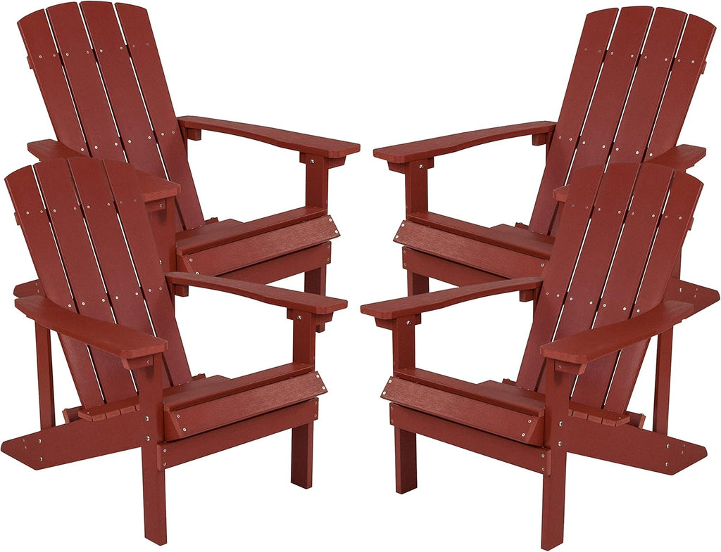 Flash Furniture Charlestown Commercial Grade Indoor/Outdoor Adirondack Chair, Weather Resistant Durable Poly Resin Deck and Patio Seating, Green