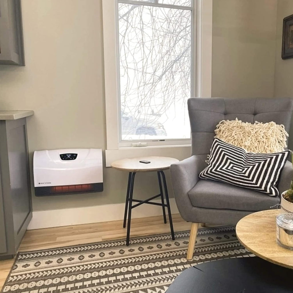 Heat Storm Phoenix HS-1500-PHX, Infrared Space Heater with Attachable Feet, Remote Control, Energy Efficient-750-1500 Watts, Gray Floor or Wall