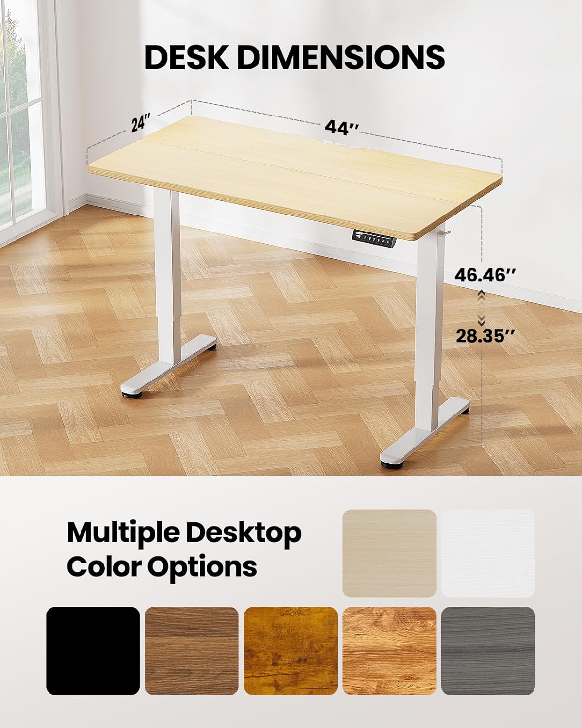 ErGear Height Adjustable Electric Standing Desk, 40 x 24 Inches Sit Stand up Desk, Memory Computer Home Office Desk (Light Vintage Brown)