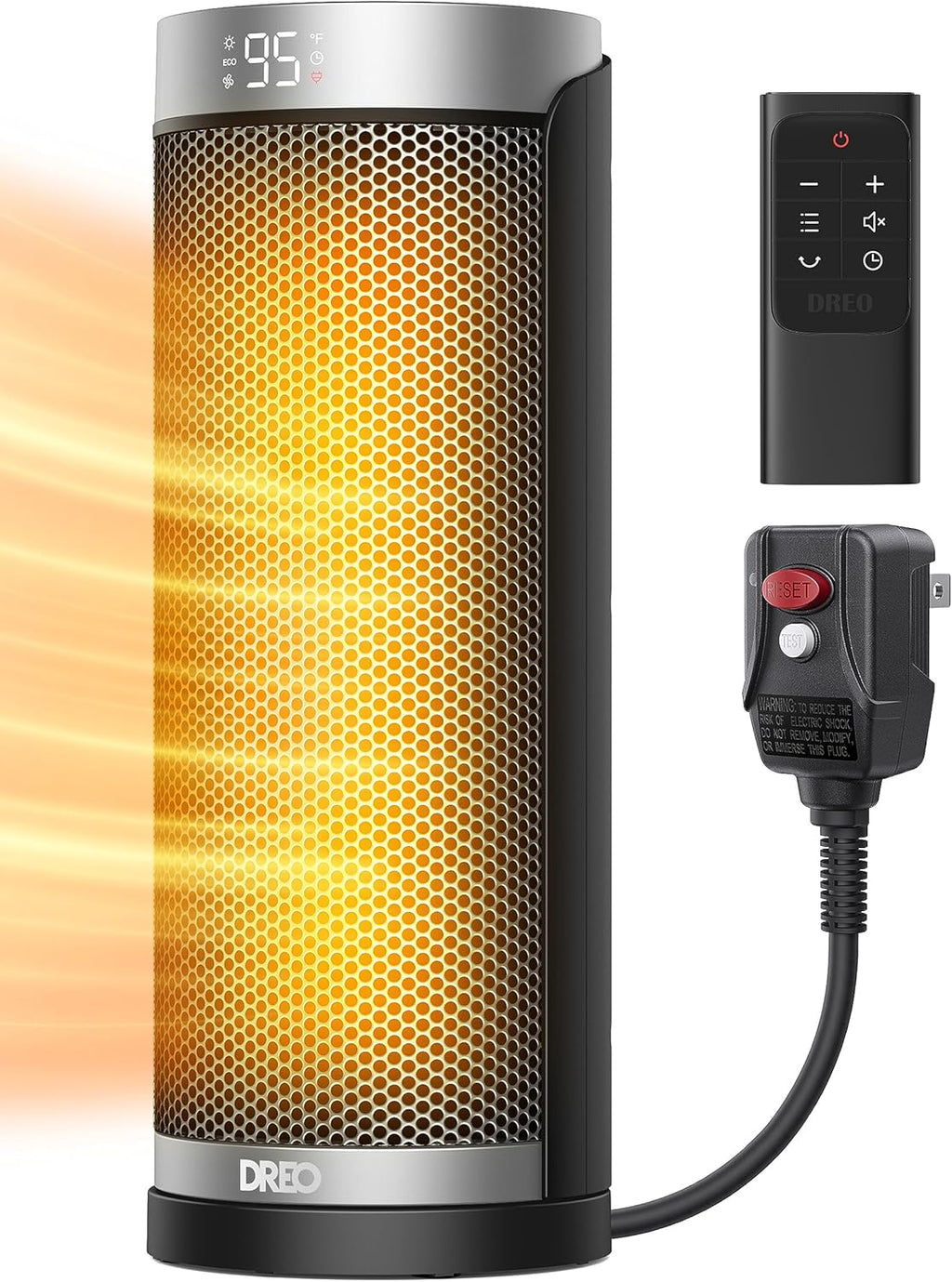Dreo Space Heater for Bathroom and Indoor, 70°Oscillating, 5 Modes, Remote for Home Bedroom, 12H Timer, with ALCI Safety Plug