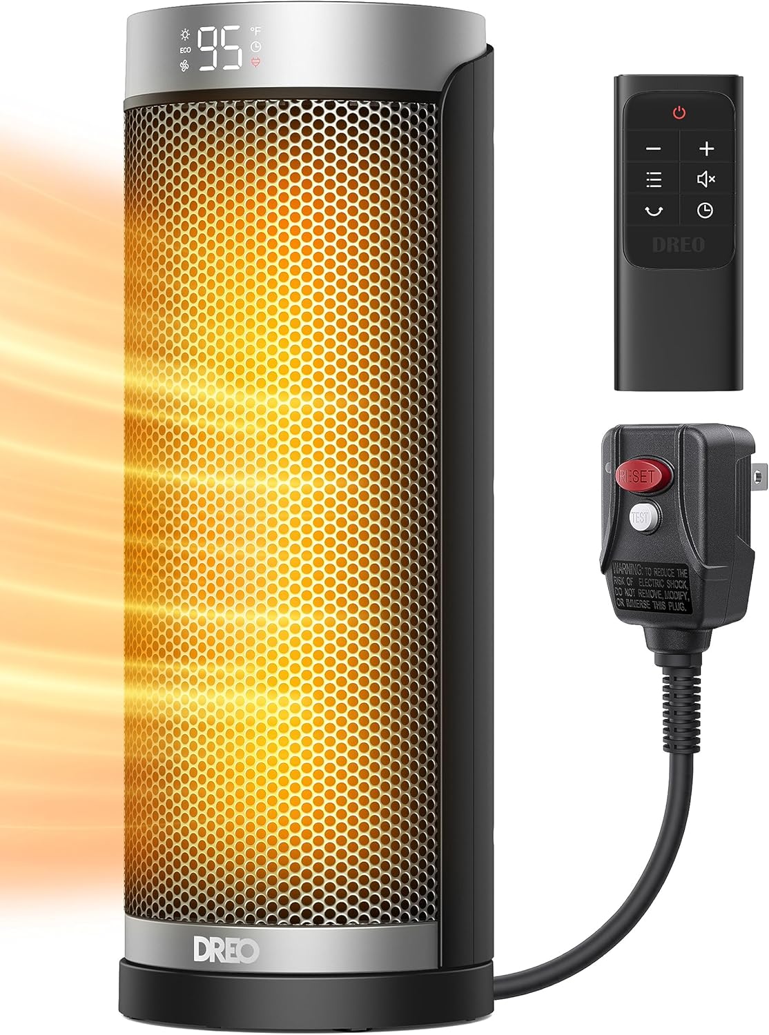 Dreo Space Heater for Bathroom and Indoor, 70°Oscillating, 5 Modes, Remote for Home Bedroom, 12H Timer, with ALCI Safety Plug