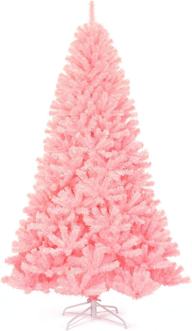 Goplus 7ft Artificial White Christmas Tree Xmas Pine Tree with Solid Metal Legs Perfect for Indoor and Outdoor Holiday Decoration
