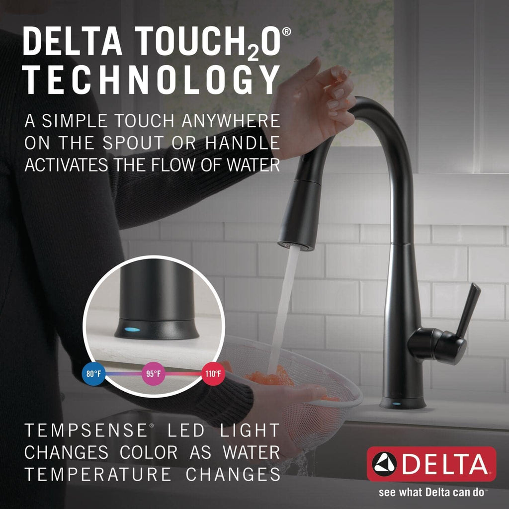 Delta Essa Touchless Kitchen Faucet with Touch Technology, Brushed Nickel Kitchen Sink Faucet with Pull Down Sprayer, Single Hole, Arctic Stainless 9113TL-AR-DST