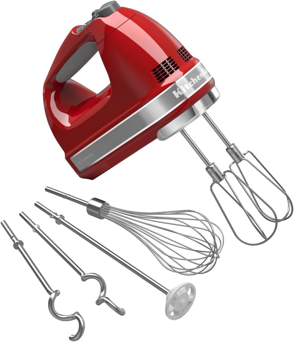 KitchenAid 9-Speed Hand Mixer with Turbo Beater II Accessories and 5 Cup Food Chopper - White