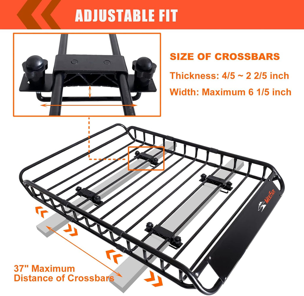 MeeFar High Rail Trailer Folding Hitch Mount Cargo Carrier Basket 60" X 24" X 14"+Waterproof Cargo Bag 20 cu ft(59" 24" 24"), Capacity of 500 Lbs with Hitch Stabilizer, Net, Lock and Straps