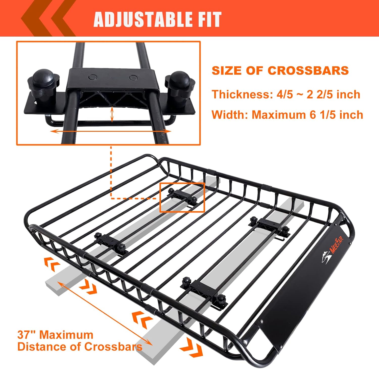 MeeFar High Rail Trailer Folding Hitch Mount Cargo Carrier Basket 60" X 24" X 14"+Waterproof Cargo Bag 20 cu ft(59" 24" 24"), Capacity of 500 Lbs with Hitch Stabilizer, Net, Lock and Straps
