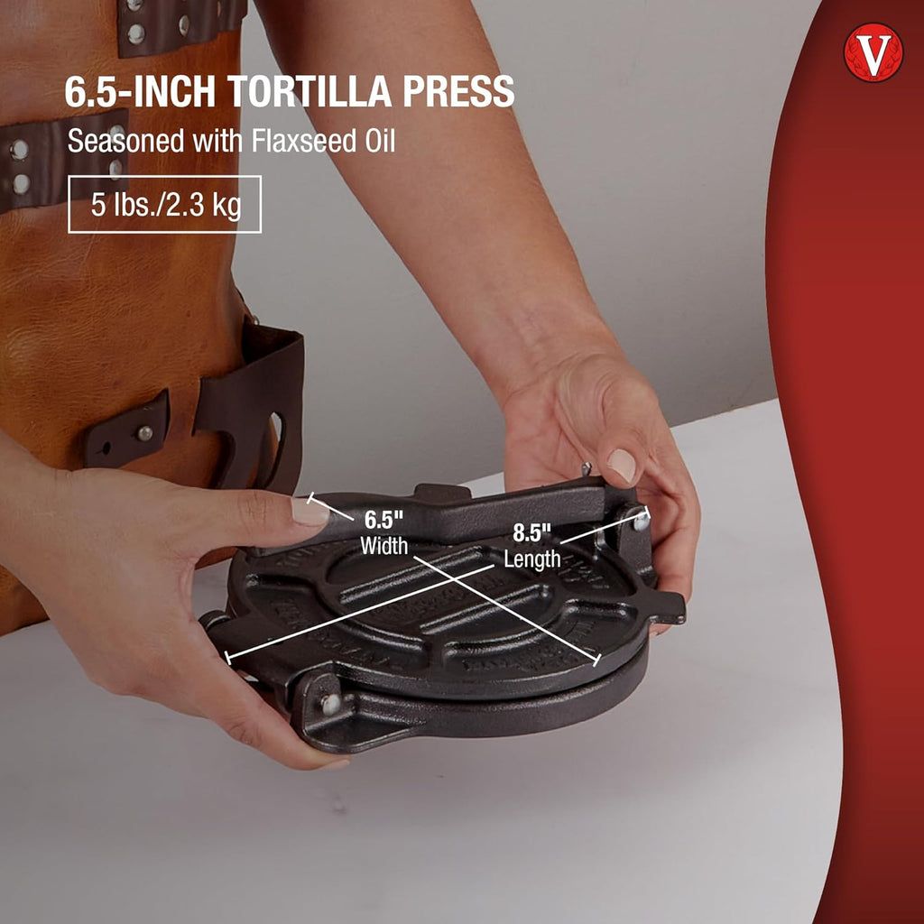 Victoria 10-Inch Commercial-Grade Cast-Iron Tortilla Press, Made from Super-Durable HD Iron, Made in Colombia