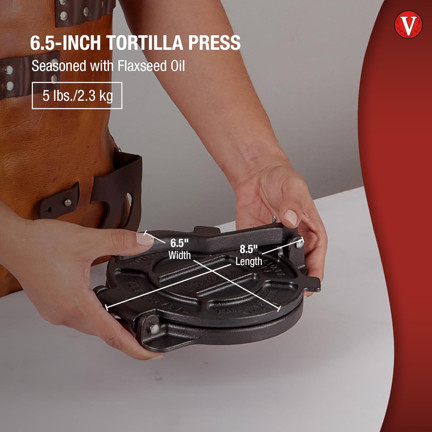 Victoria 10-Inch Commercial-Grade Cast-Iron Tortilla Press, Made from Super-Durable HD Iron, Made in Colombia